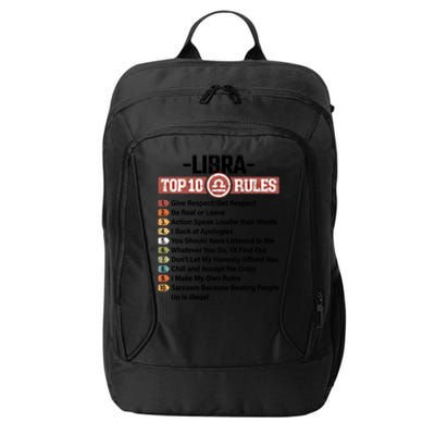 Zodiac Sign Funny Top 10 Rules Of Libra Graphic Gift City Backpack