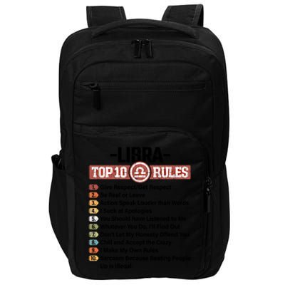 Zodiac Sign Funny Top 10 Rules Of Libra Graphic Gift Impact Tech Backpack