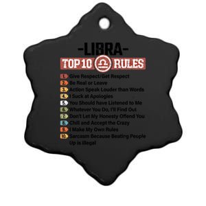 Zodiac Sign Funny Top 10 Rules Of Libra Graphic Gift Ceramic Star Ornament