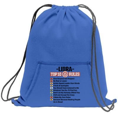 Zodiac Sign Funny Top 10 Rules Of Libra Graphic Gift Sweatshirt Cinch Pack Bag