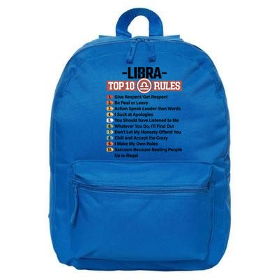 Zodiac Sign Funny Top 10 Rules Of Libra Graphic Gift 16 in Basic Backpack