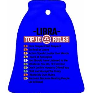 Zodiac Sign Funny Top 10 Rules Of Libra Graphic Gift Ceramic Bell Ornament