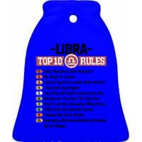 Zodiac Sign Funny Top 10 Rules Of Libra Graphic Gift Ceramic Bell Ornament