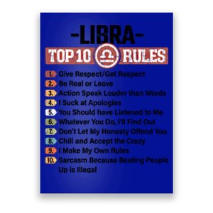 Zodiac Sign Funny Top 10 Rules Of Libra Graphic Gift Poster