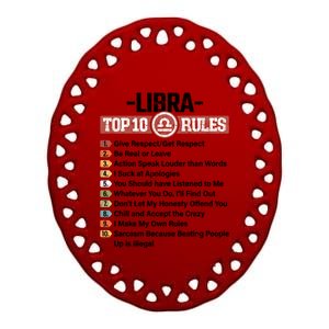 Zodiac Sign Funny Top 10 Rules Of Libra Graphic Gift Ceramic Oval Ornament