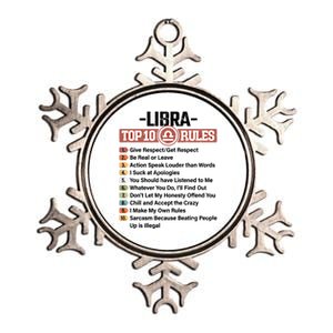 Zodiac Sign Funny Top 10 Rules Of Libra Graphic Gift Metallic Star Ornament