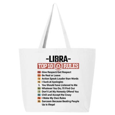 Zodiac Sign Funny Top 10 Rules Of Libra Graphic Gift 25L Jumbo Tote