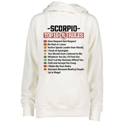 Zodiac Sign Funny Top 10 Rules Of Scorpio Graphic Gift Womens Funnel Neck Pullover Hood