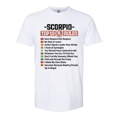 Zodiac Sign Funny Top 10 Rules Of Scorpio Graphic Gift Softstyle® CVC T-Shirt