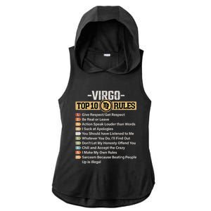 Zodiac Sign Funny Top 10 Rules Of Virgo Graphic Gift Ladies PosiCharge Tri-Blend Wicking Draft Hoodie Tank