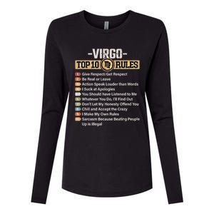 Zodiac Sign Funny Top 10 Rules Of Virgo Graphic Gift Womens Cotton Relaxed Long Sleeve T-Shirt