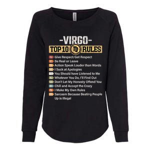 Zodiac Sign Funny Top 10 Rules Of Virgo Graphic Gift Womens California Wash Sweatshirt