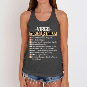 Zodiac Sign Funny Top 10 Rules Of Virgo Graphic Gift Women's Knotted Racerback Tank