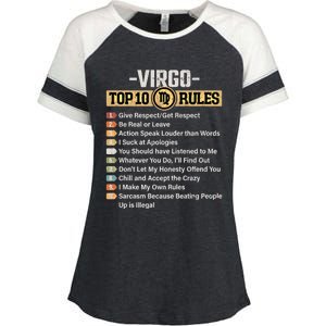 Zodiac Sign Funny Top 10 Rules Of Virgo Graphic Gift Enza Ladies Jersey Colorblock Tee