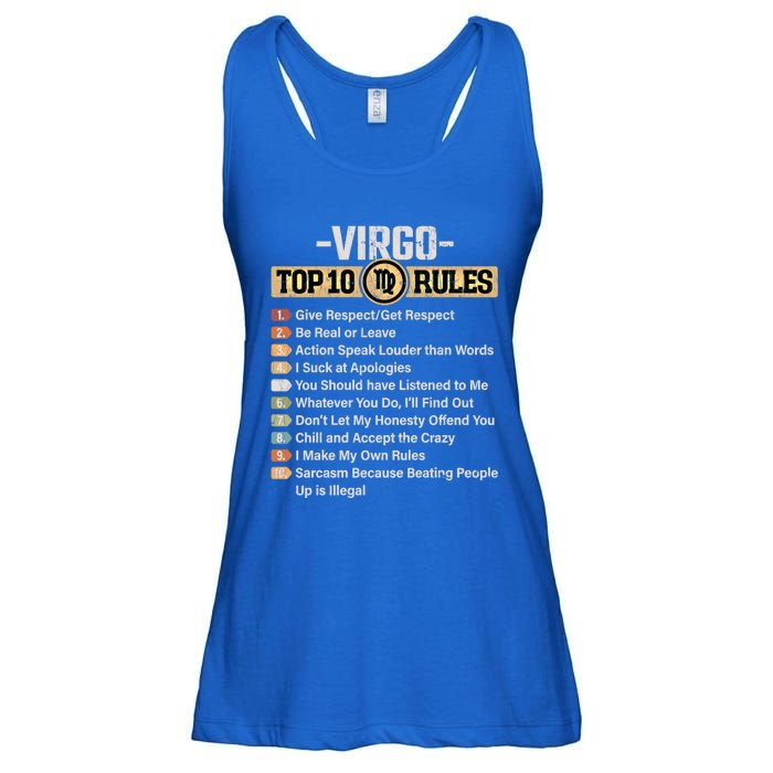 Zodiac Sign Funny Top 10 Rules Of Virgo Graphic Gift Ladies Essential Flowy Tank