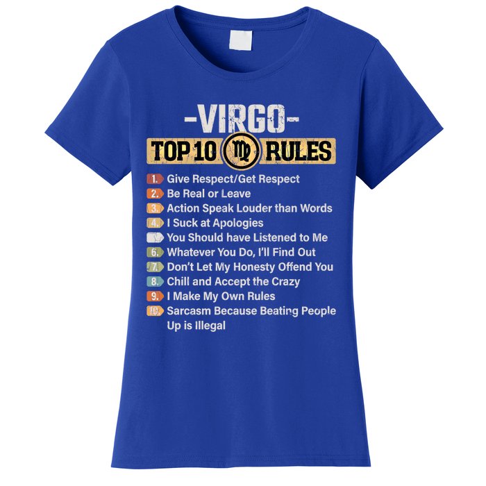 Zodiac Sign Funny Top 10 Rules Of Virgo Graphic Gift Women's T-Shirt