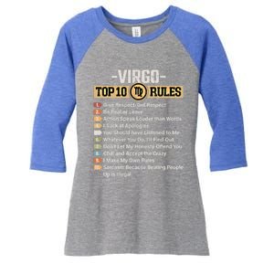 Zodiac Sign Funny Top 10 Rules Of Virgo Graphic Gift Women's Tri-Blend 3/4-Sleeve Raglan Shirt