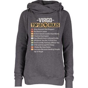 Zodiac Sign Funny Top 10 Rules Of Virgo Graphic Gift Womens Funnel Neck Pullover Hood