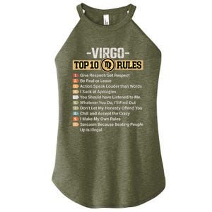 Zodiac Sign Funny Top 10 Rules Of Virgo Graphic Gift Women's Perfect Tri Rocker Tank