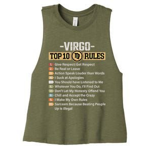 Zodiac Sign Funny Top 10 Rules Of Virgo Graphic Gift Women's Racerback Cropped Tank