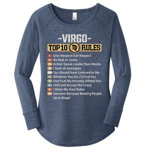 Zodiac Sign Funny Top 10 Rules Of Virgo Graphic Gift Women's Perfect Tri Tunic Long Sleeve Shirt