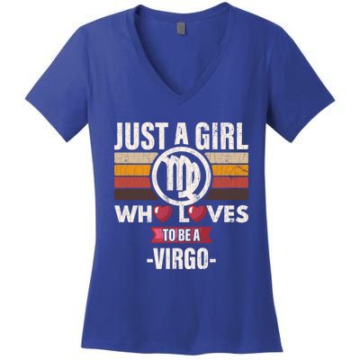 Zodiac Sign Funny Who Loves To Be A Virgo Graphic Cute Gift Women's V-Neck T-Shirt