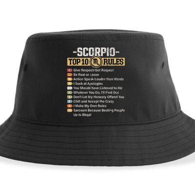 Zodiac Sign Funny Top 10 Rules Of Scorpio Sustainable Bucket Hat