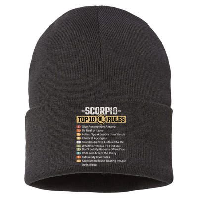 Zodiac Sign Funny Top 10 Rules Of Scorpio Sustainable Knit Beanie