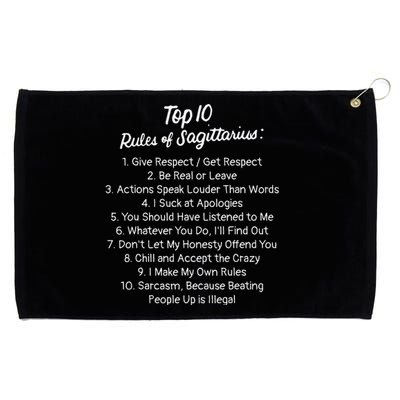 Zodiac Sign Funny Top 10 Rules Of Sagittarius Grommeted Golf Towel