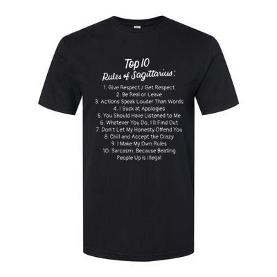 Zodiac Sign Funny Top 10 Rules Of Sagittarius Softstyle CVC T-Shirt