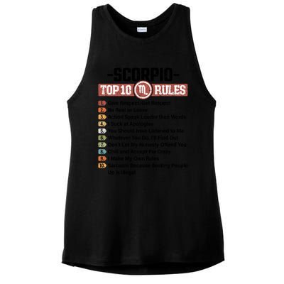 Zodiac Sign Funny Top 10 Rules Of Scorpio Graphic Gift Ladies PosiCharge Tri-Blend Wicking Tank