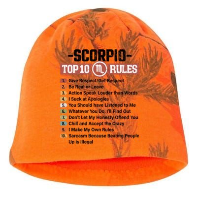 Zodiac Sign Funny Top 10 Rules Of Scorpio Graphic Gift Kati - Camo Knit Beanie