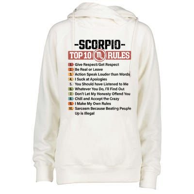 Zodiac Sign Funny Top 10 Rules Of Scorpio Graphic Gift Womens Funnel Neck Pullover Hood