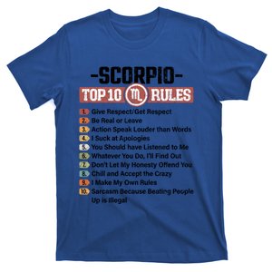 Zodiac Sign Funny Top 10 Rules Of Scorpio Graphic Gift T-Shirt