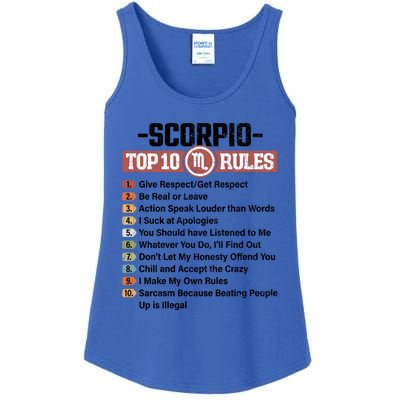 Zodiac Sign Funny Top 10 Rules Of Scorpio Graphic Gift Ladies Essential Tank