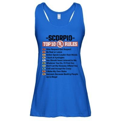 Zodiac Sign Funny Top 10 Rules Of Scorpio Graphic Gift Ladies Essential Flowy Tank