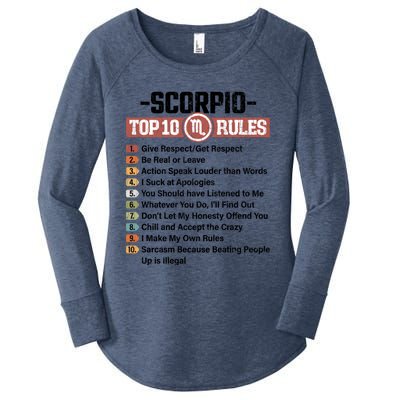 Zodiac Sign Funny Top 10 Rules Of Scorpio Graphic Gift Women's Perfect Tri Tunic Long Sleeve Shirt