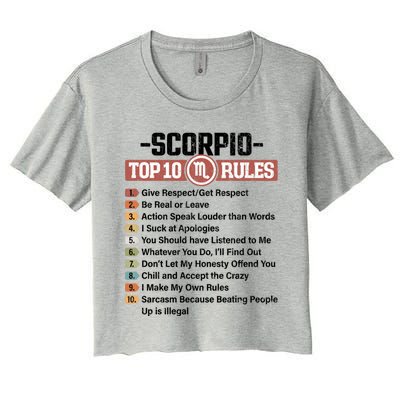 Zodiac Sign Funny Top 10 Rules Of Scorpio Graphic Gift Women's Crop Top Tee