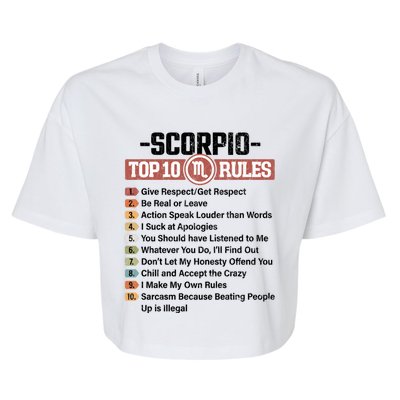 Zodiac Sign Funny Top 10 Rules Of Scorpio Graphic Gift Bella+Canvas Jersey Crop Tee