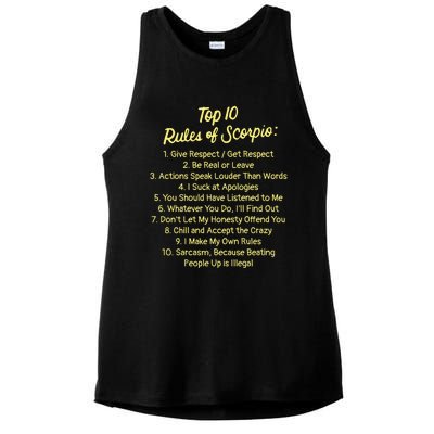 Zodiac Sign Funny Top 10 Rules Of Scorpio Gift Ladies PosiCharge Tri-Blend Wicking Tank