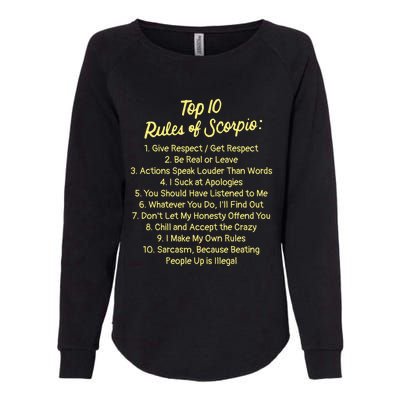 Zodiac Sign Funny Top 10 Rules Of Scorpio Gift Womens California Wash Sweatshirt