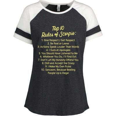 Zodiac Sign Funny Top 10 Rules Of Scorpio Gift Enza Ladies Jersey Colorblock Tee