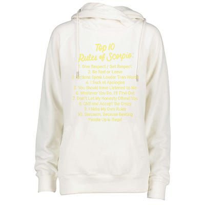 Zodiac Sign Funny Top 10 Rules Of Scorpio Gift Womens Funnel Neck Pullover Hood