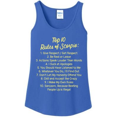 Zodiac Sign Funny Top 10 Rules Of Scorpio Gift Ladies Essential Tank