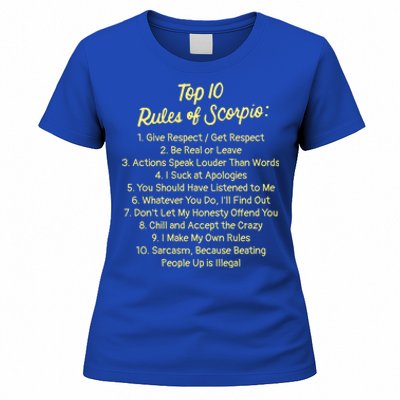 Zodiac Sign Funny Top 10 Rules Of Scorpio Gift Women's T-Shirt