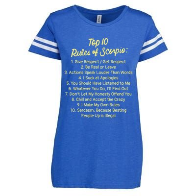 Zodiac Sign Funny Top 10 Rules Of Scorpio Gift Enza Ladies Jersey Football T-Shirt