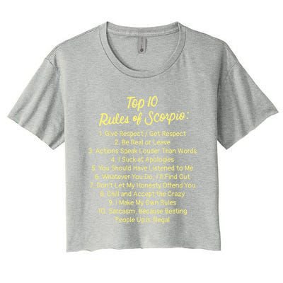 Zodiac Sign Funny Top 10 Rules Of Scorpio Gift Women's Crop Top Tee