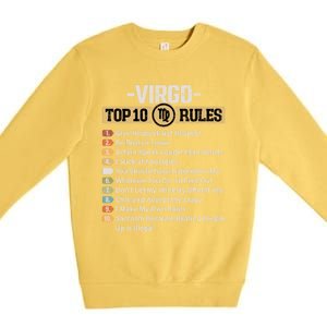 Zodiac Sign Funny Top 10 Rules Of Virgo Graphic Gift Premium Crewneck Sweatshirt