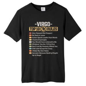 Zodiac Sign Funny Top 10 Rules Of Virgo Graphic Gift Tall Fusion ChromaSoft Performance T-Shirt