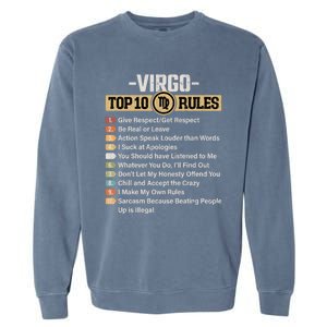 Zodiac Sign Funny Top 10 Rules Of Virgo Graphic Gift Garment-Dyed Sweatshirt